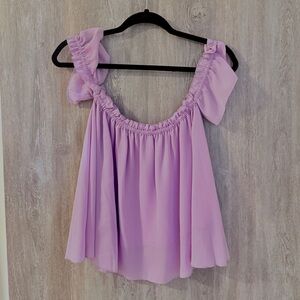 The Hanger Lavender Ruffle Strap Off-the-Shoulder Blouse